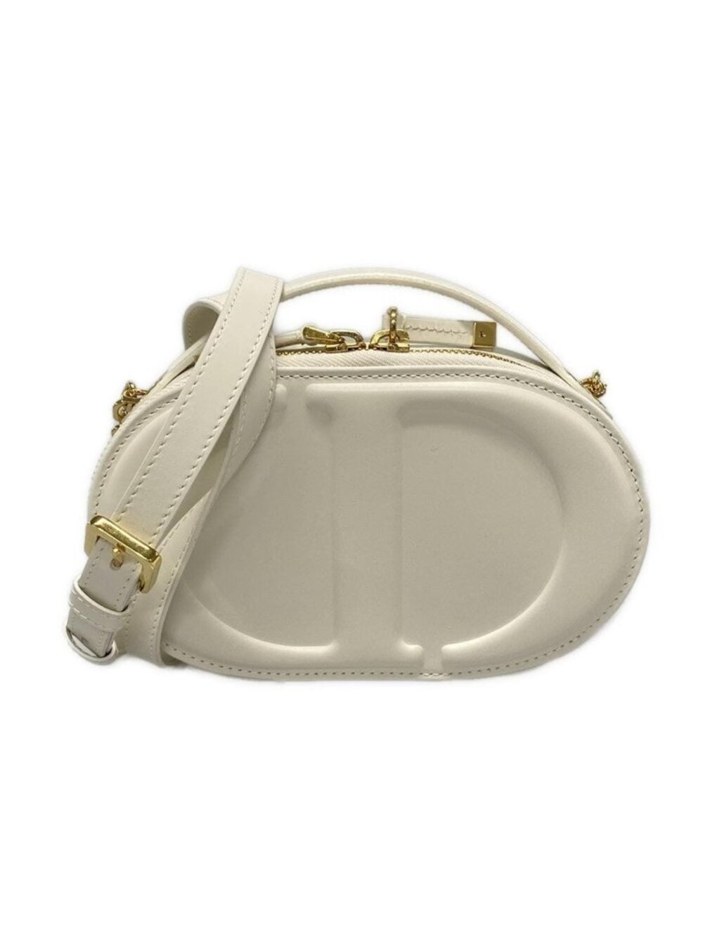 Dior Shoulder Bag CD Signature Oval White Leather